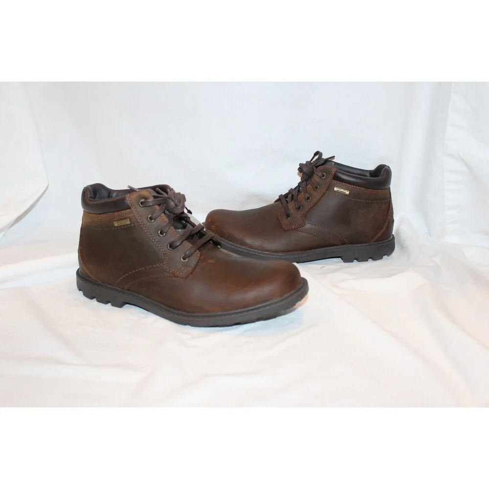 ROCKFORD MEN'S STORM SURGE PLAIN‎ TOE LEATHER BOOTS NEW SZ 7.5 BROWN $160